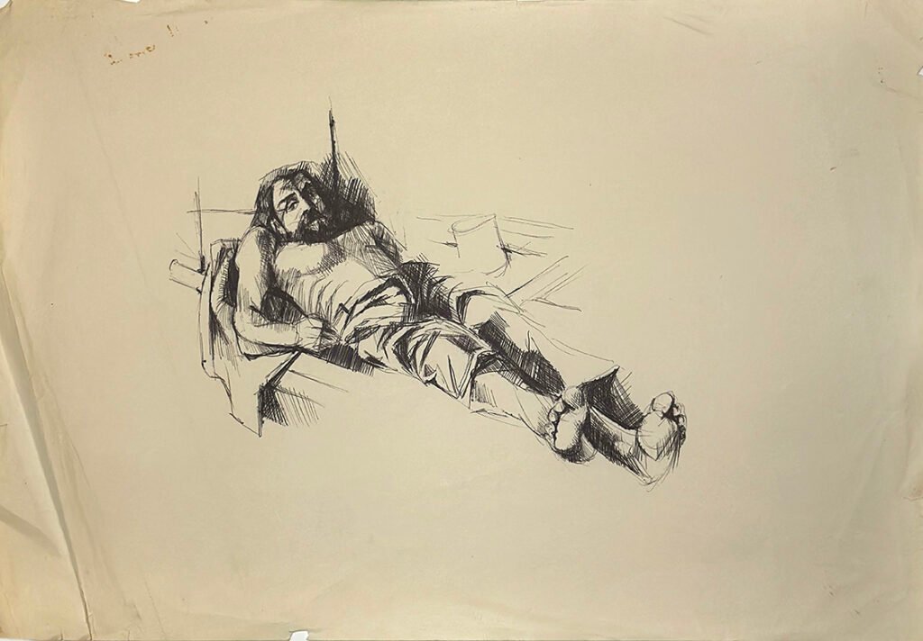 Untitled (Study for Che Guevara), 1967 · Pen and ink on paper